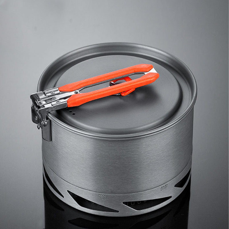 Outdoor Camping Cookware Set with Heat Exchanger Pot And Kettle