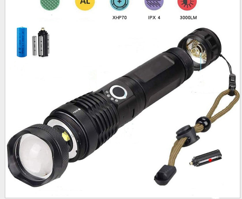 Strong Light Zoom Rechargeable Super Bright Portable LED Flashlight