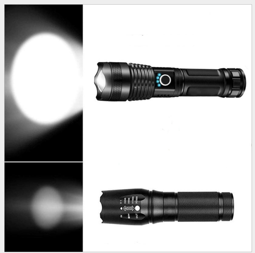 Strong Light Zoom Rechargeable Super Bright Portable LED Flashlight