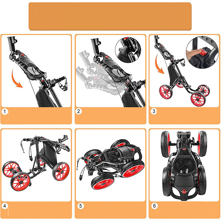 Foldable 4-Wheel Golf Trolley Cart