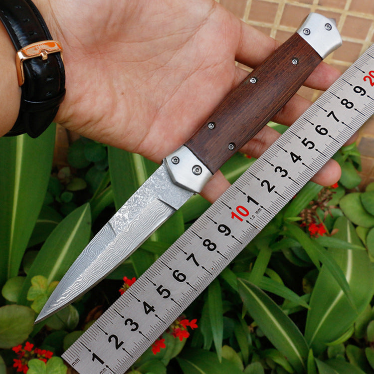Damascus Steel Folding Camping Survival Knife