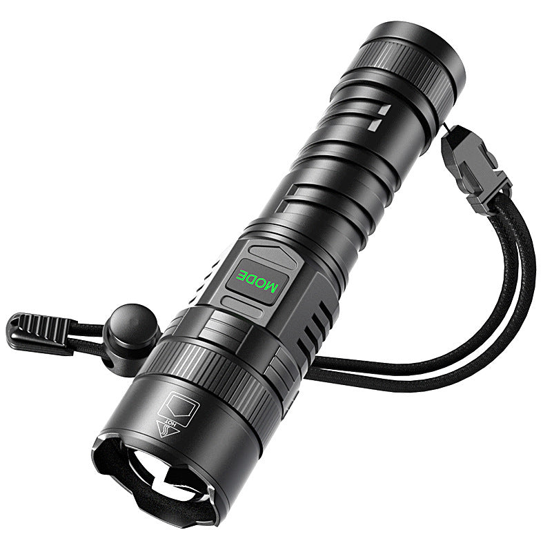 USB Rechargeable Zoom LED Display Portable Flashlight