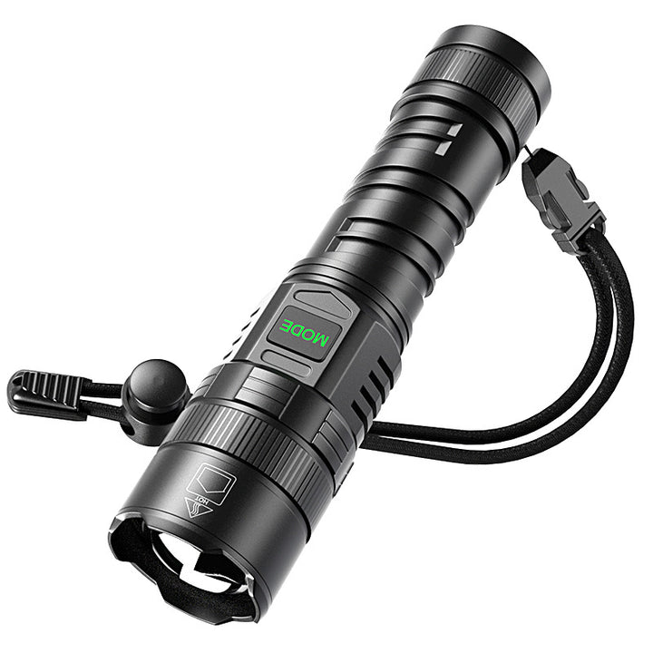 USB Rechargeable Zoom LED Display Portable Flashlight