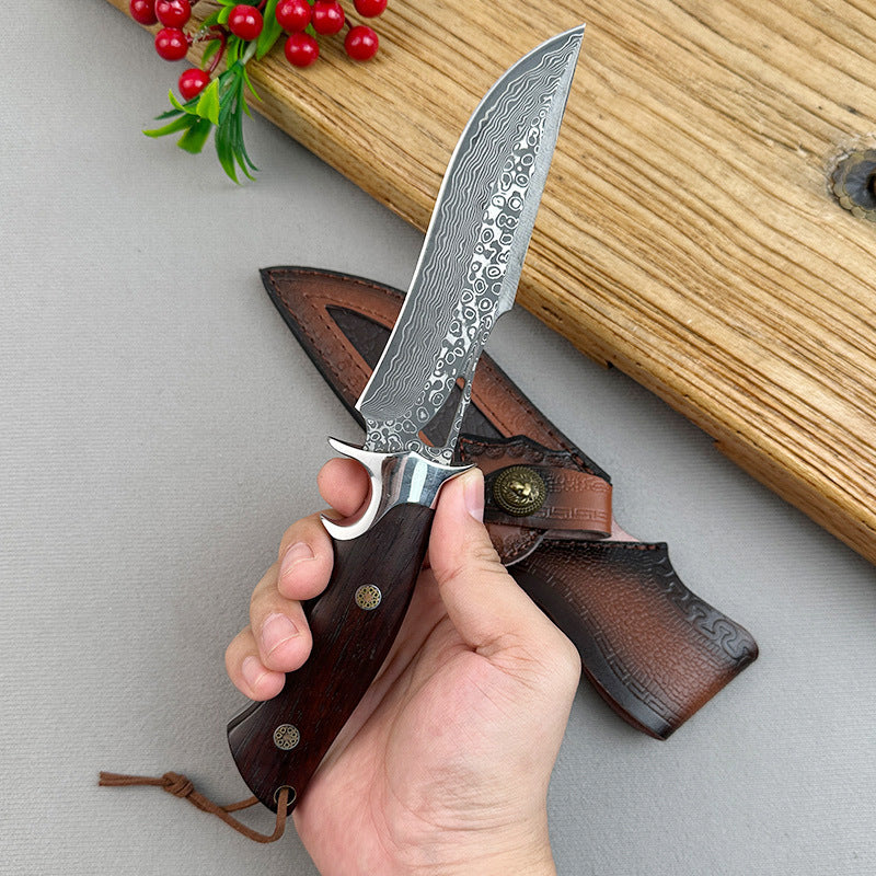 Damascus Steel Outdoor Straight Knife