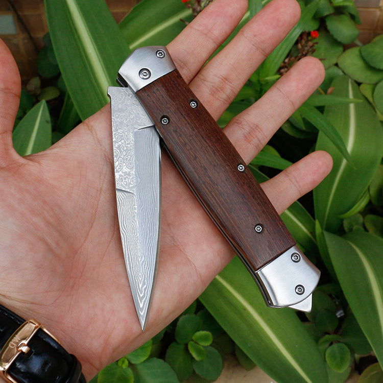 Damascus Steel Folding Camping Survival Knife
