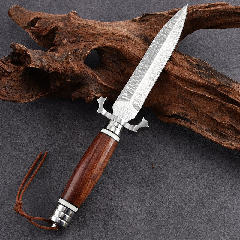 Damascus Steel Multi-Function Outdoor Straight Knife