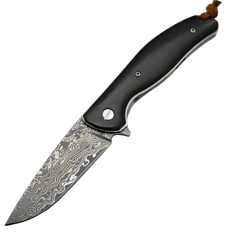 Damascus Steel Folding Outdoor Knife