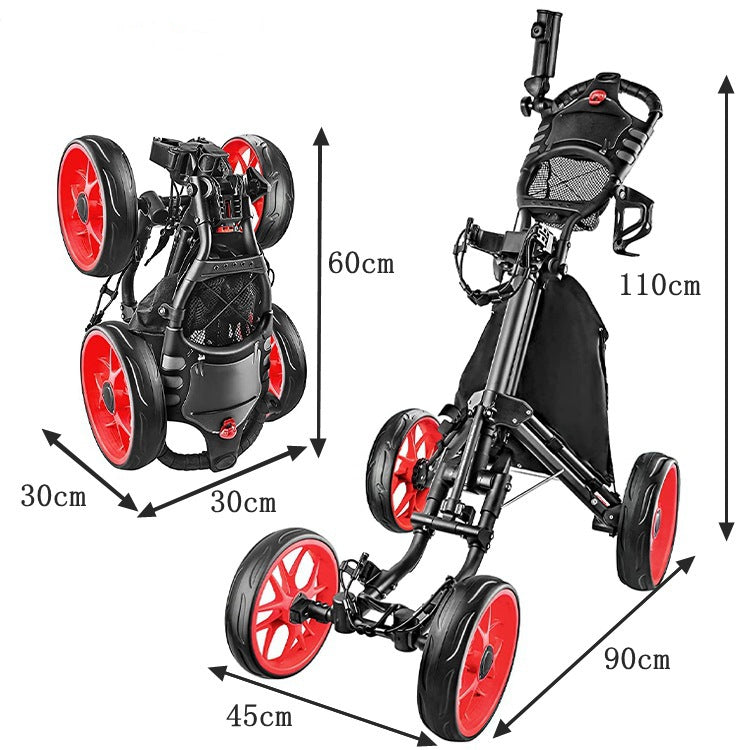 Foldable 4-Wheel Golf Trolley Cart