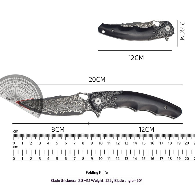 Damascus Steel Outdoor Multi-Tool Folding Knife