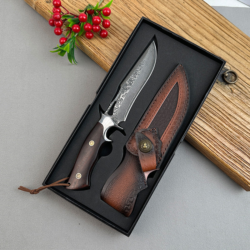 Damascus Steel Outdoor Straight Knife