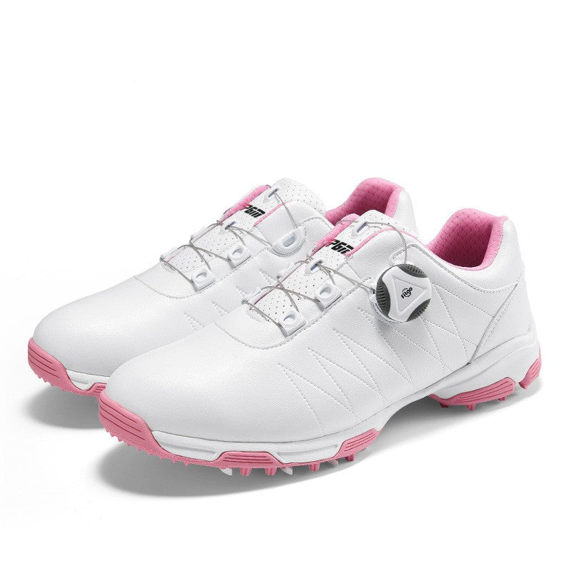 Women’s Waterproof Golf Sneakers with Spin Button And Anti-Slip Laces