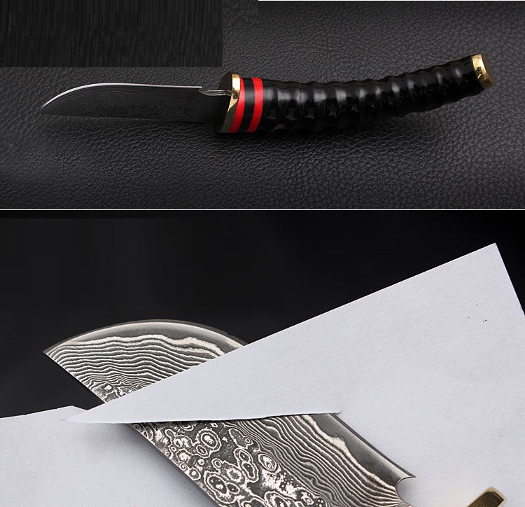 Hand-Forged Damascus Fixed Hunting Knife With Antler Handle