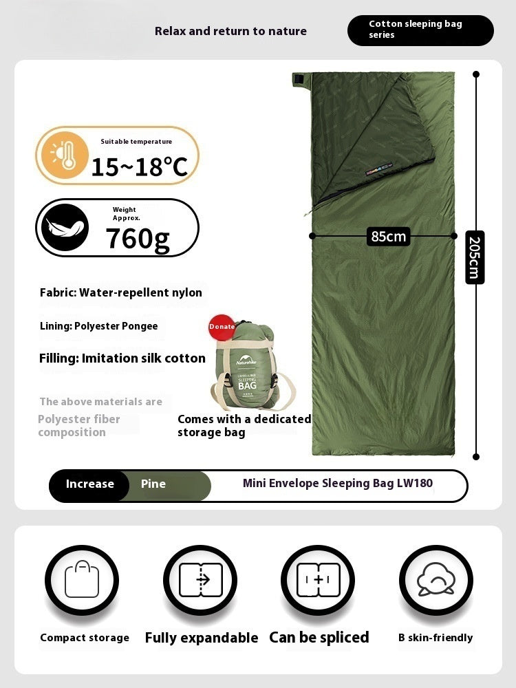 Lightweight Summer Envelope Sleeping Bag for Outdoor Camping Travel