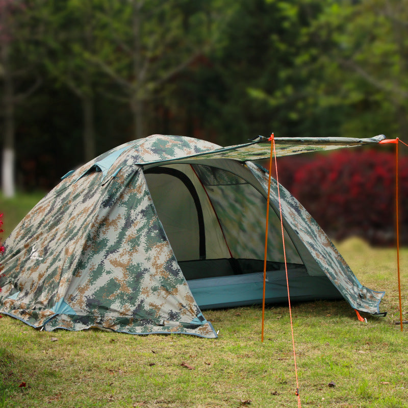 Double-Layer Aluminum Pole Camouflage Windproof And Rainproof Camping Tent