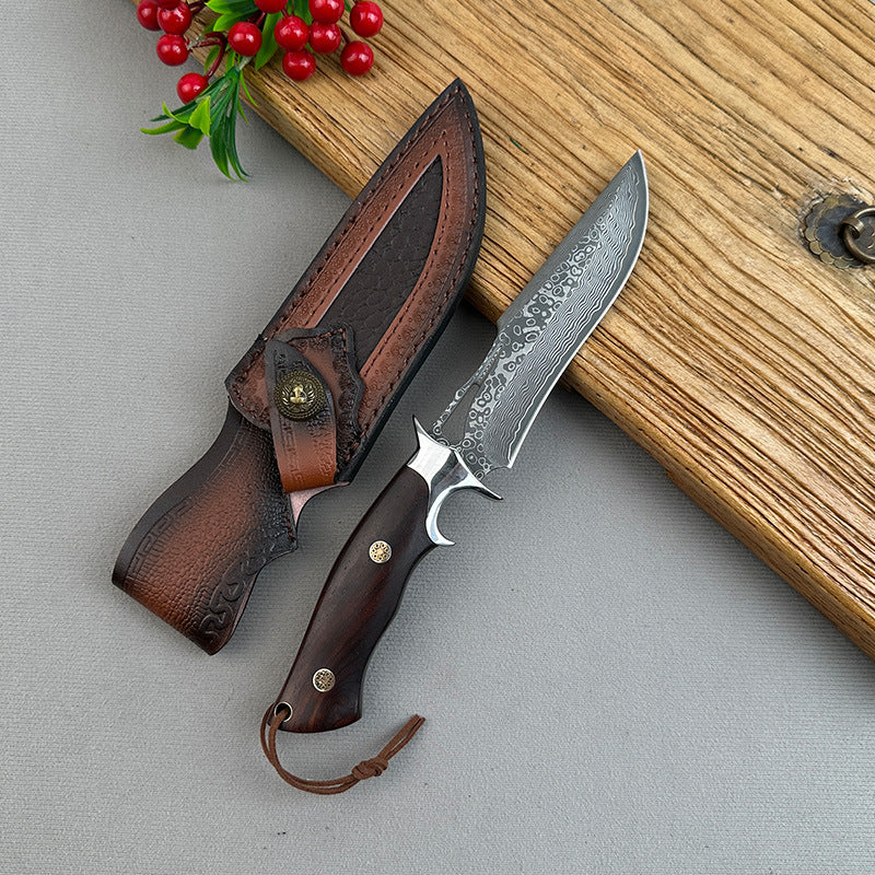 Damascus Steel Outdoor Straight Knife