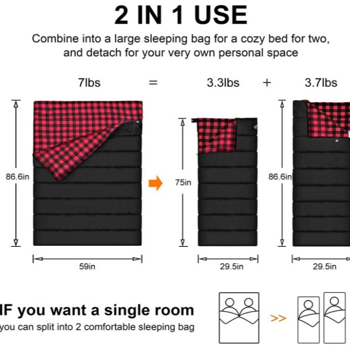 Thickened Flannel Outdoor Camping Sleeping Bag
