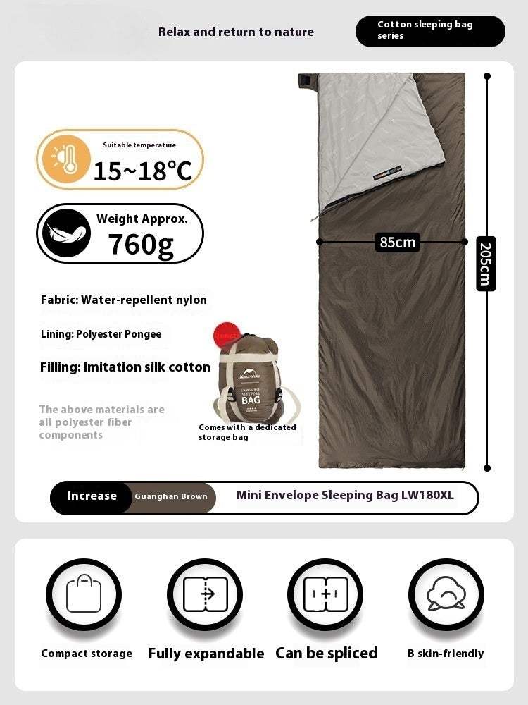 Lightweight Summer Envelope Sleeping Bag for Outdoor Camping Travel
