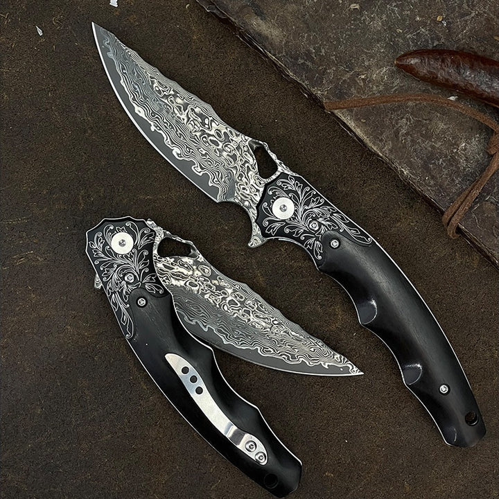 Damascus Steel Outdoor Multi-Tool Folding Knife