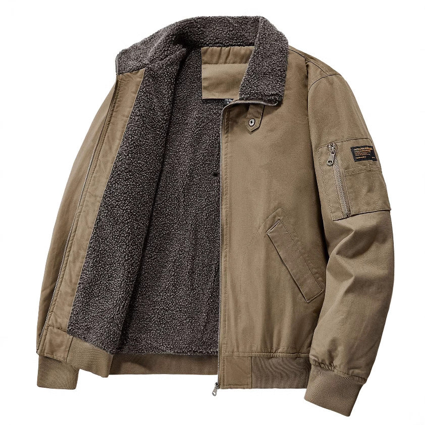 Men’s Winter Fleece-Lined Thick Cotton Jacket