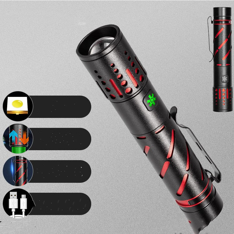 Rechargeable Zoom LED Long-Range Aluminum Alloy Flashlight