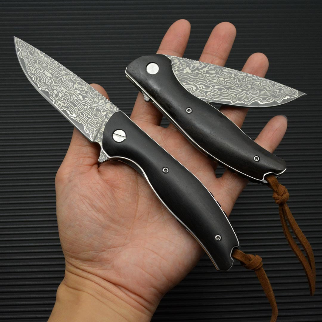 Damascus Steel Folding Outdoor Knife