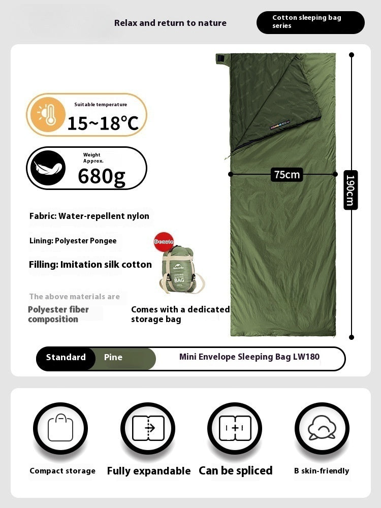 Lightweight Summer Envelope Sleeping Bag for Outdoor Camping Travel