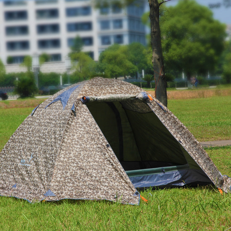 Double-Layer Aluminum Pole Camouflage Windproof And Rainproof Camping Tent