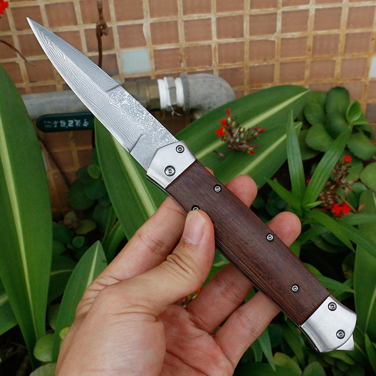 Damascus Steel Folding Camping Survival Knife