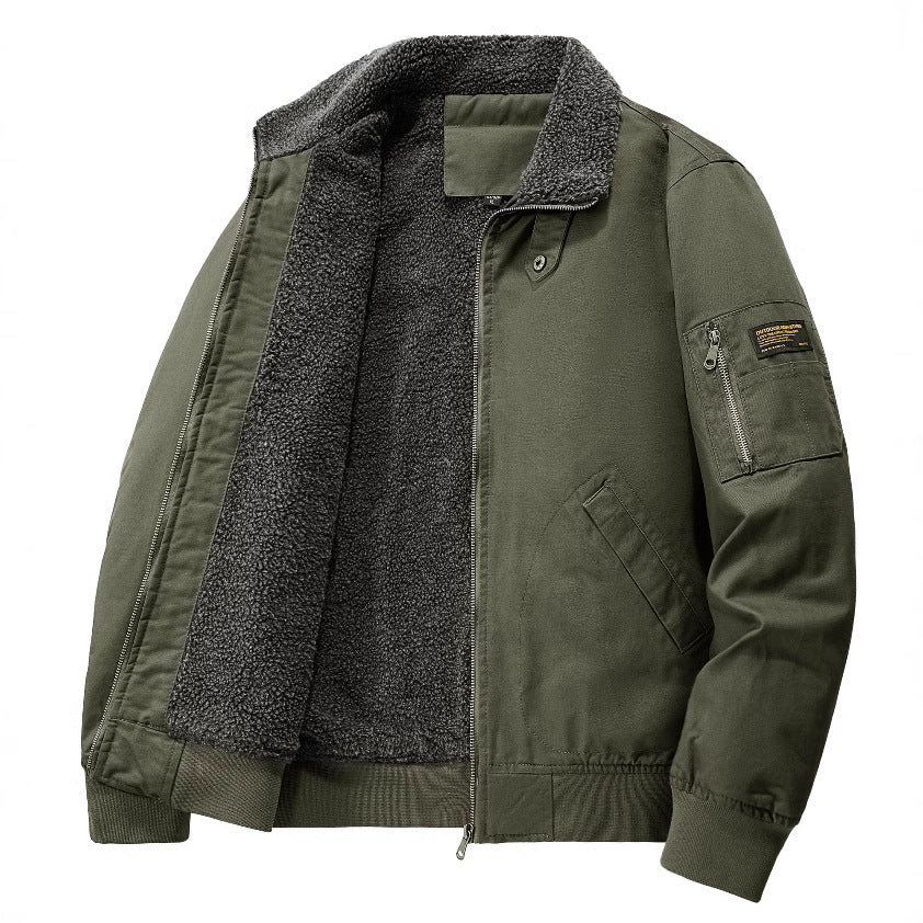 Men’s Winter Fleece-Lined Thick Cotton Jacket