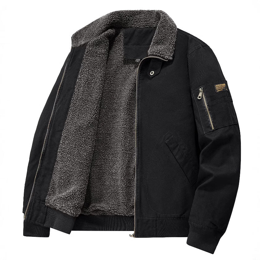 Men’s Winter Fleece-Lined Thick Cotton Jacket
