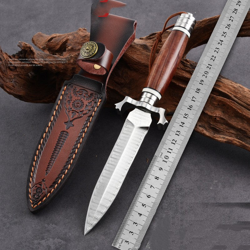 Damascus Steel Multi-Function Outdoor Straight Knife