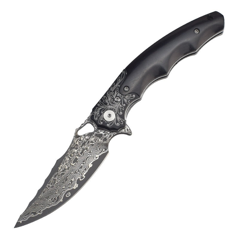 Damascus Steel Outdoor Multi-Tool Folding Knife
