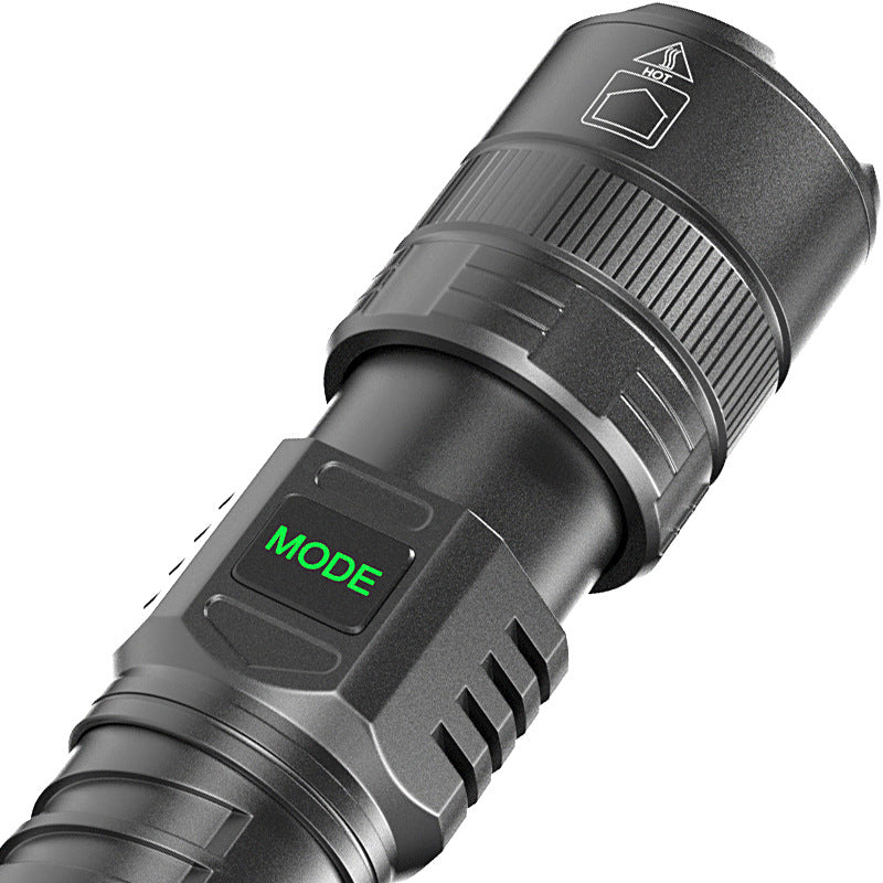 USB Rechargeable Zoom LED Display Portable Flashlight