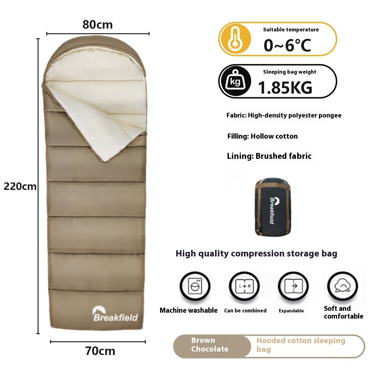 Four Seasons Thickened Waterproof Cotton Camping Sleeping Bag Machine Washable Splice Design