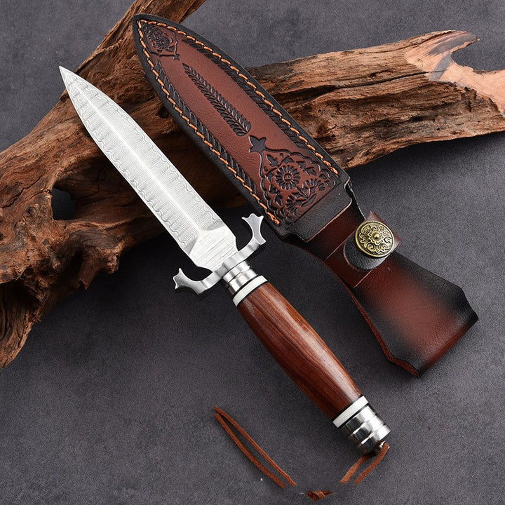 Damascus Steel Multi-Function Outdoor Straight Knife
