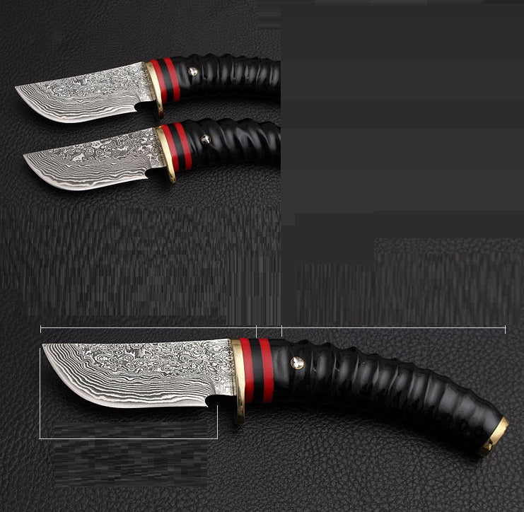 Hand-Forged Damascus Fixed Hunting Knife With Antler Handle