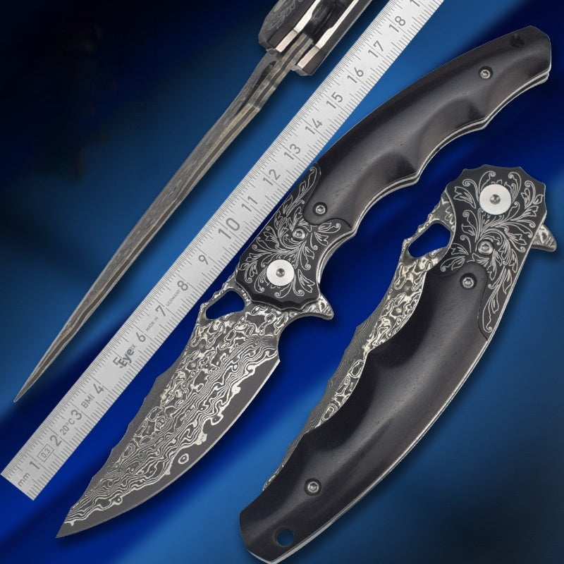 Damascus Steel Outdoor Multi-Tool Folding Knife