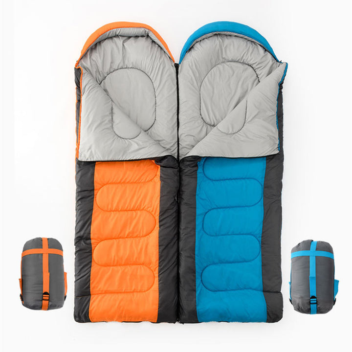 Hooded Interlocking Outdoor Camping Envelope Sleeping Bag