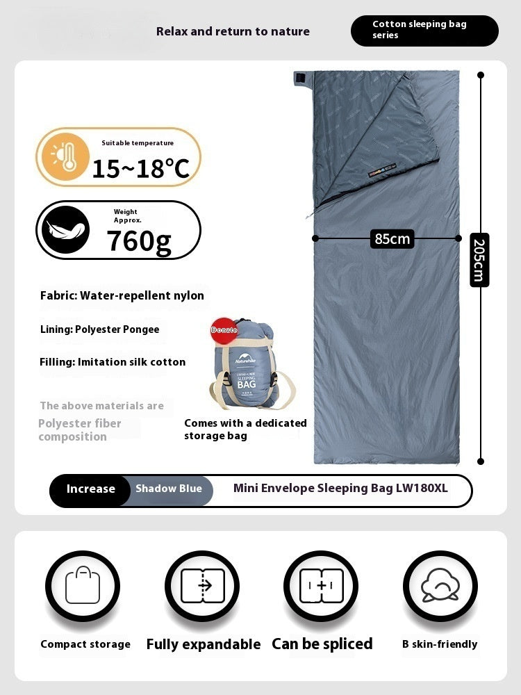 Lightweight Summer Envelope Sleeping Bag for Outdoor Camping Travel