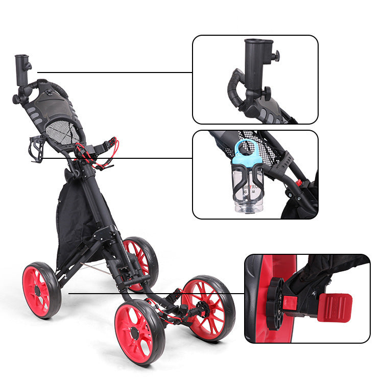 Foldable 4-Wheel Golf Trolley Cart