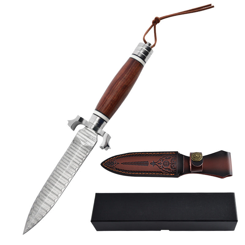 Damascus Steel Multi-Function Outdoor Straight Knife
