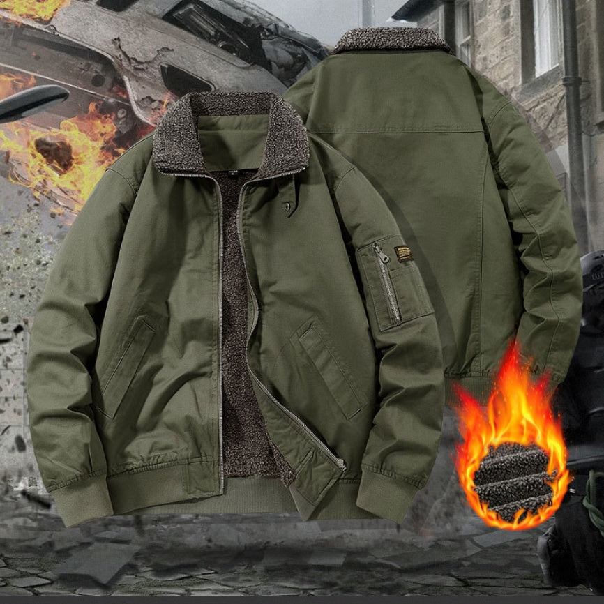 Men’s Winter Fleece-Lined Thick Cotton Jacket