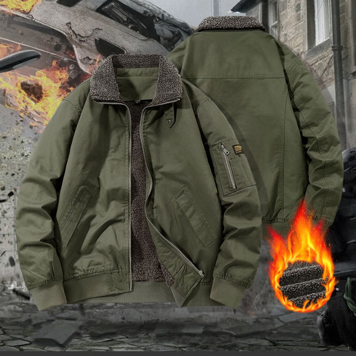 Men’s Winter Fleece-Lined Thick Cotton Jacket