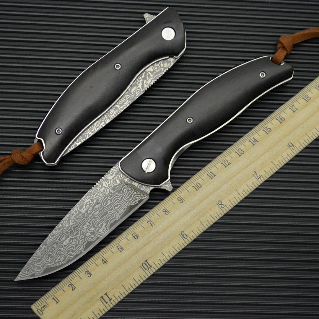 Damascus Steel Folding Outdoor Knife